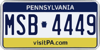 PA license plate MSB4449