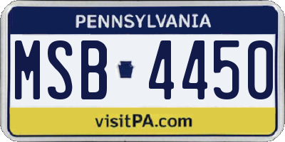 PA license plate MSB4450