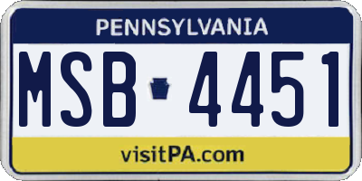 PA license plate MSB4451