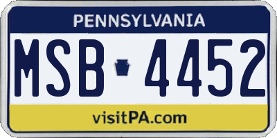 PA license plate MSB4452