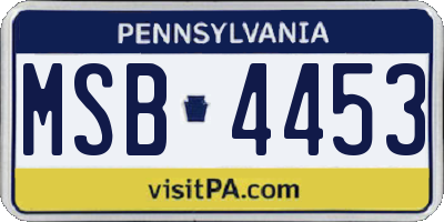 PA license plate MSB4453