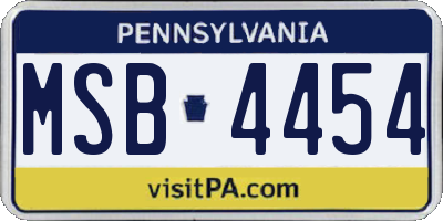 PA license plate MSB4454