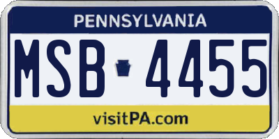PA license plate MSB4455
