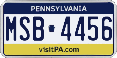 PA license plate MSB4456