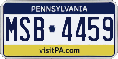 PA license plate MSB4459