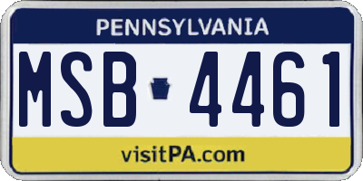 PA license plate MSB4461