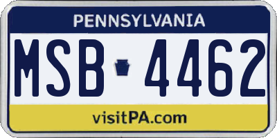 PA license plate MSB4462