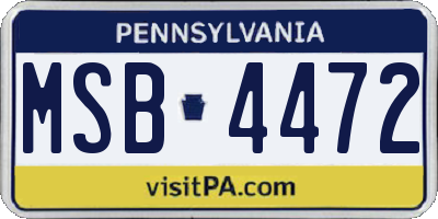 PA license plate MSB4472