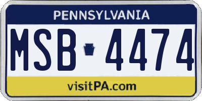 PA license plate MSB4474