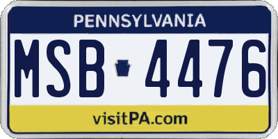 PA license plate MSB4476