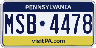 PA license plate MSB4478