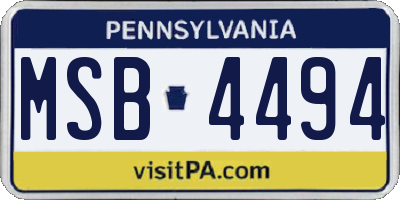 PA license plate MSB4494