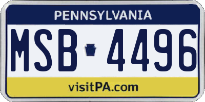 PA license plate MSB4496