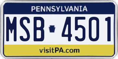 PA license plate MSB4501