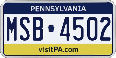 PA license plate MSB4502