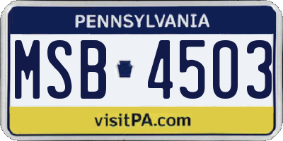 PA license plate MSB4503