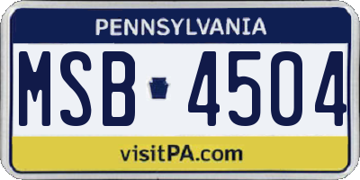 PA license plate MSB4504