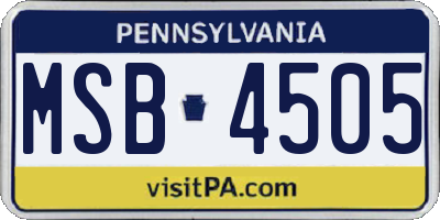 PA license plate MSB4505