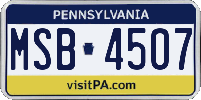 PA license plate MSB4507