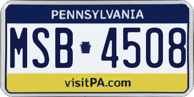 PA license plate MSB4508