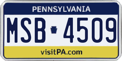 PA license plate MSB4509