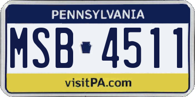PA license plate MSB4511