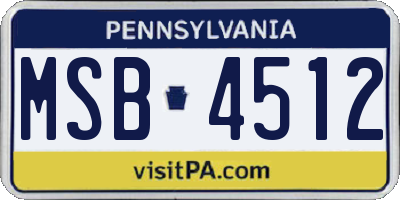 PA license plate MSB4512