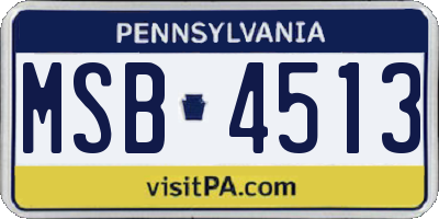 PA license plate MSB4513