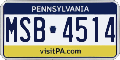 PA license plate MSB4514