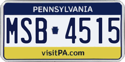 PA license plate MSB4515