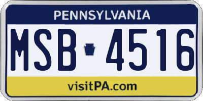 PA license plate MSB4516