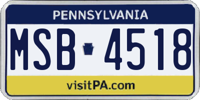 PA license plate MSB4518