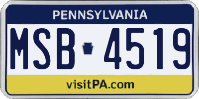 PA license plate MSB4519