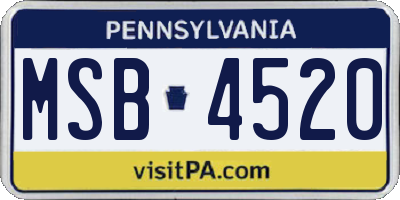 PA license plate MSB4520