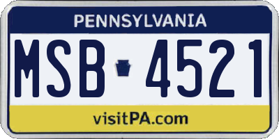 PA license plate MSB4521