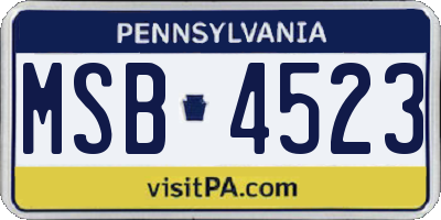 PA license plate MSB4523