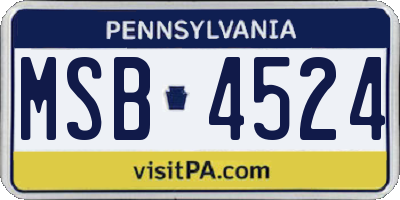 PA license plate MSB4524