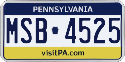 PA license plate MSB4525