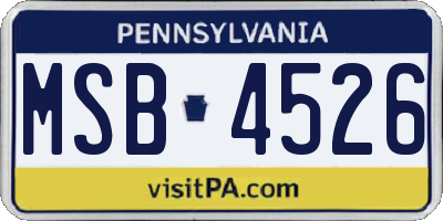 PA license plate MSB4526