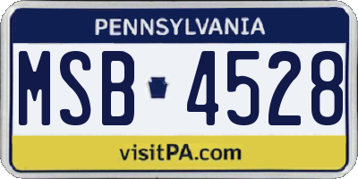 PA license plate MSB4528