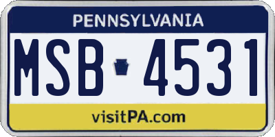PA license plate MSB4531