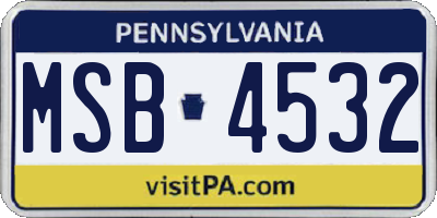 PA license plate MSB4532