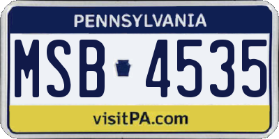 PA license plate MSB4535