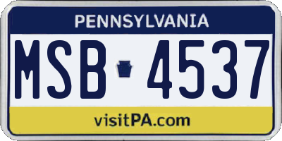 PA license plate MSB4537