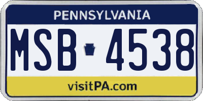 PA license plate MSB4538