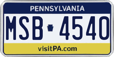 PA license plate MSB4540