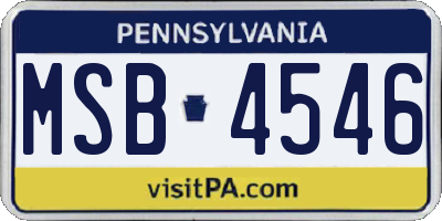 PA license plate MSB4546