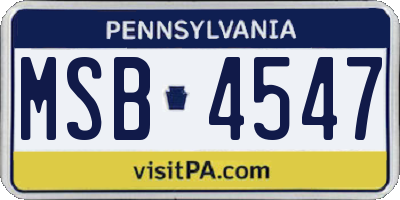 PA license plate MSB4547