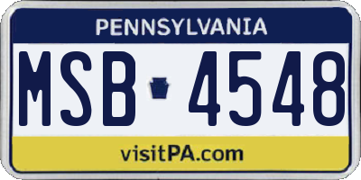 PA license plate MSB4548