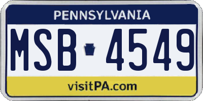 PA license plate MSB4549